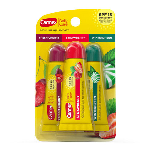 Carmex Daily Care Assorted Moisturizing Lip Balm Tubes, 0.35 Oz/3 Ea